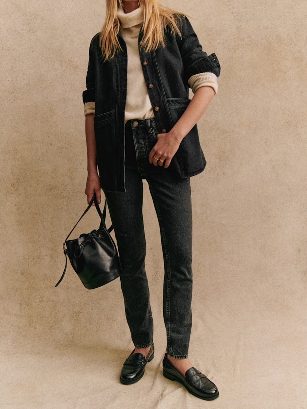 Sezane Will Jacket Washed Black - Size M